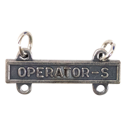 Army Qualification Bar: Operator S - silver oxidized finish - Hooyah Woodworks LLC
