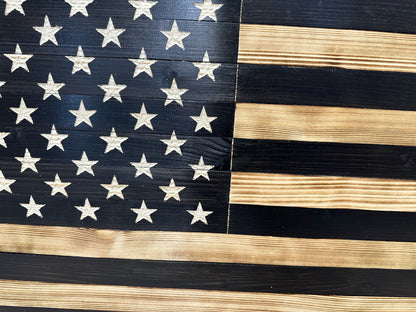 Wooden American flag with stars and stripes