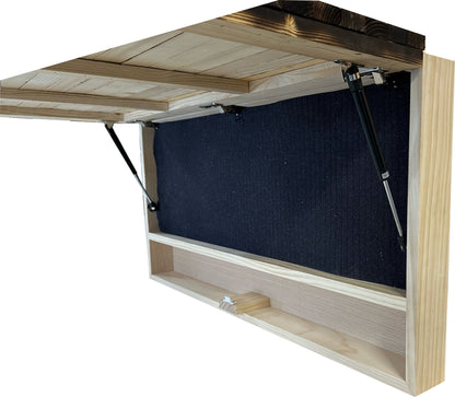 Wooden desk with a hidden storage compartment