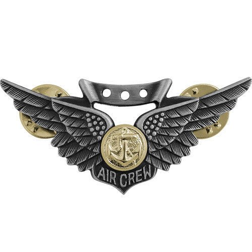 Badge: Combat Aircrew - regulation size oxidized finish - Hooyah Woodworks LLC