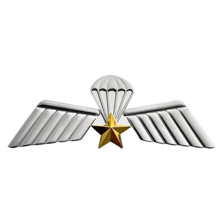 Badge: Netherlands Jump Wings - Silver/Gold Star Regulation size - Hooyah Woodworks LLC