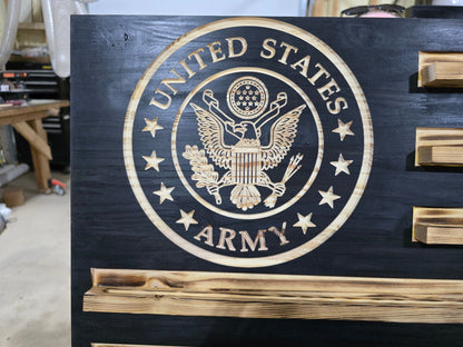 Challenge coin display wood sign - Hooyah Woodworks LLC