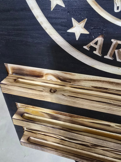 Challenge coin display wood sign - Hooyah Woodworks LLC