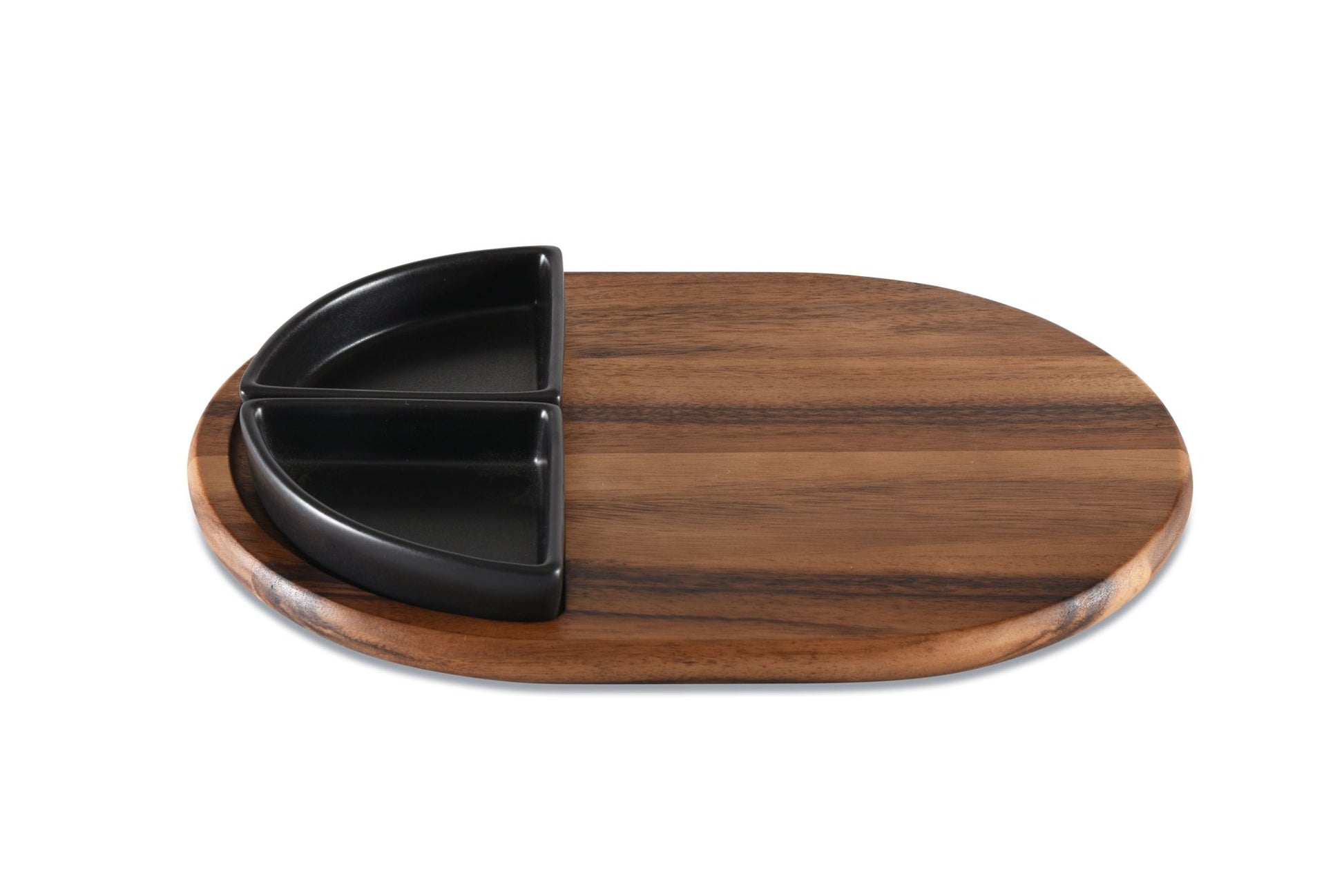Charcuterie / Serving Tray w/ 2 Triangular Ceramic Bowls - Hooyah Woodworks LLC