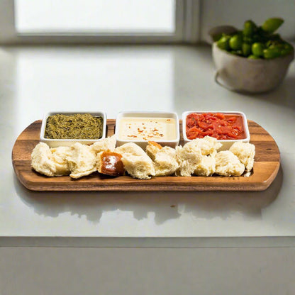 Charcuterie / Serving Tray w/ 3 Square Ceramic Bowls - Hooyah Woodworks LLC