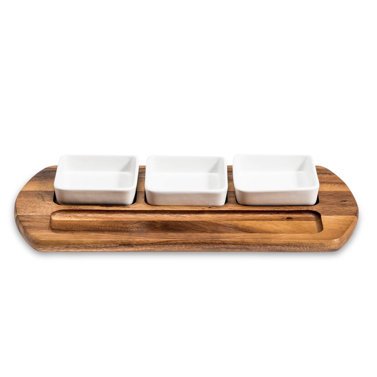 Charcuterie / Serving Tray w/ 3 Square Ceramic Bowls - Hooyah Woodworks LLC