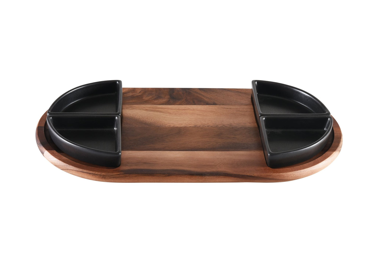 Charcuterie / Serving Tray w/ 4 Triangular Ceramic Bowls - Hooyah Woodworks LLC