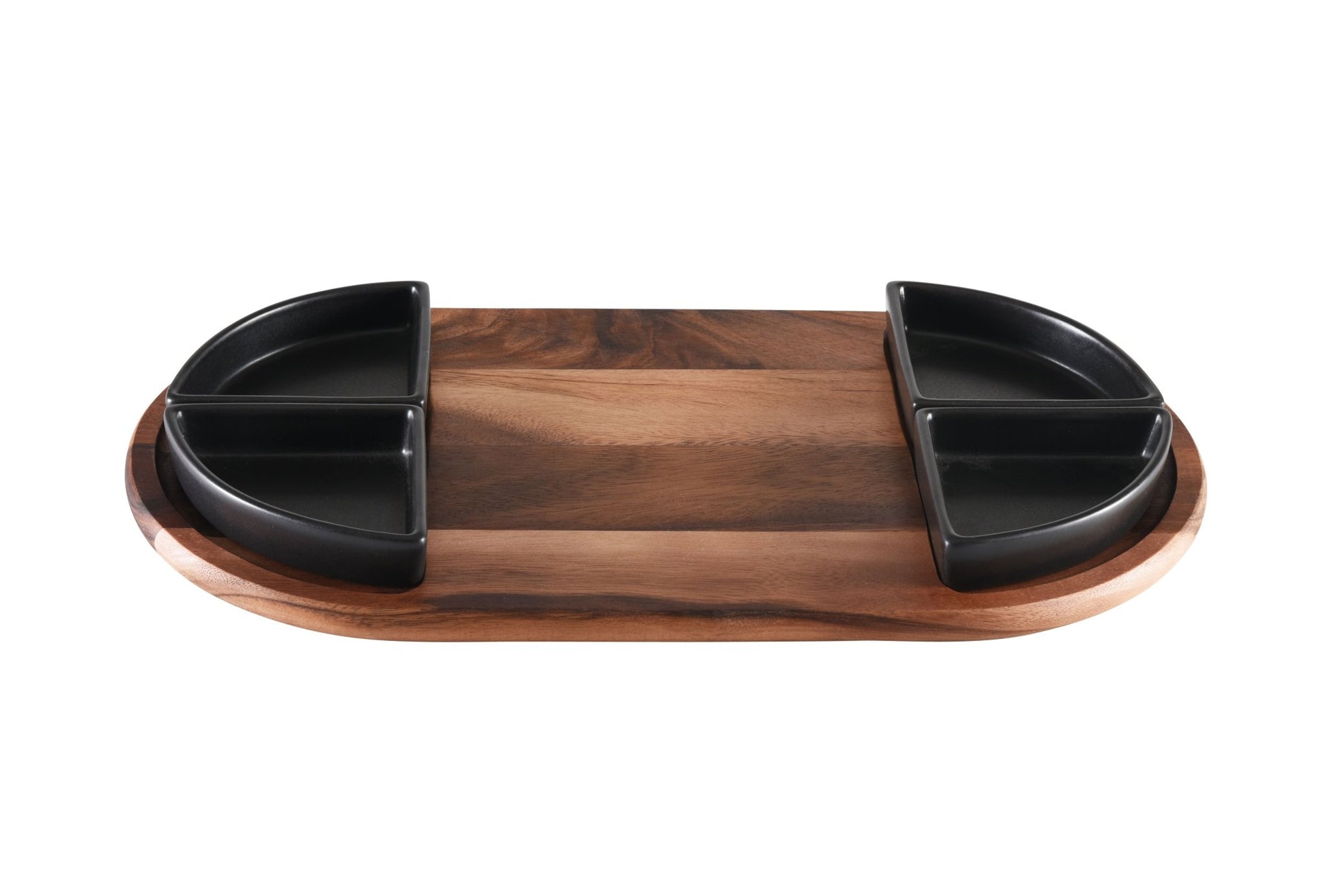 Charcuterie / Serving Tray w/ 4 Triangular Ceramic Bowls - Hooyah Woodworks LLC