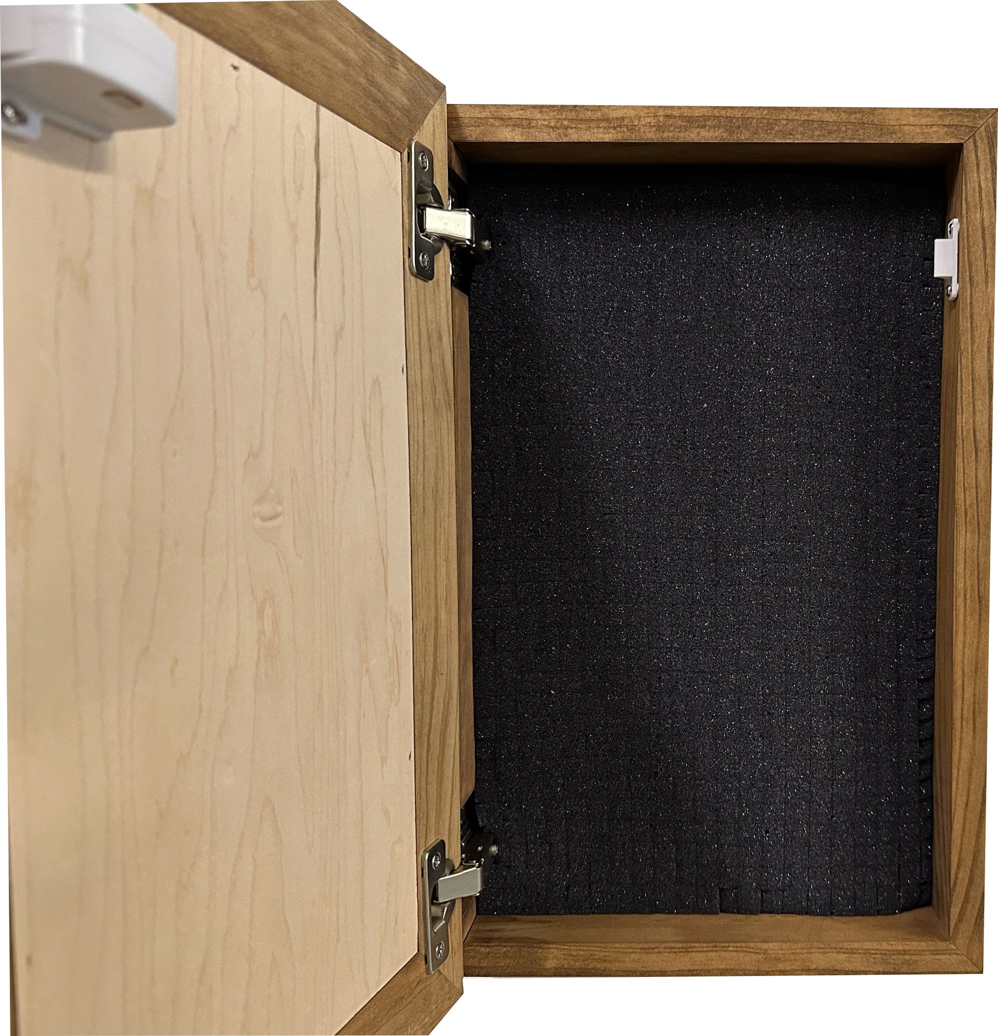 Wooden box with a black interior