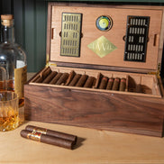 Cigar Humidor - Black Walnut with Spanish Cedar Lining - Hooyah Woodworks LLC