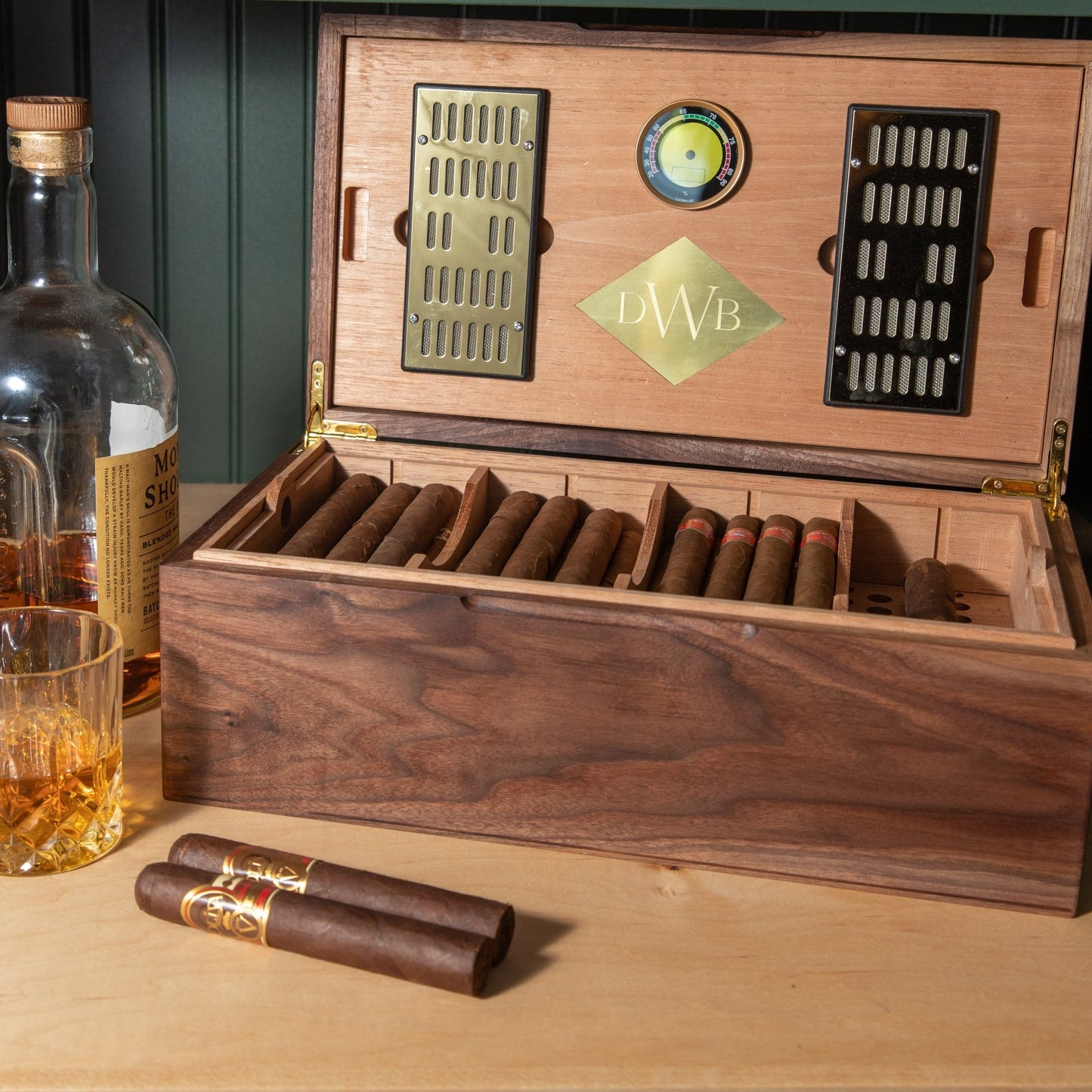 Cigar Humidor - Black Walnut with Spanish Cedar Lining - Hooyah Woodworks LLC