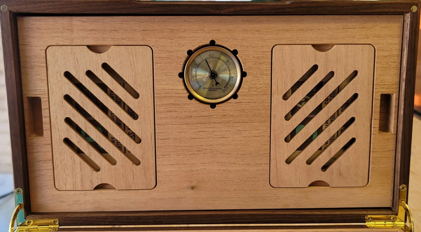 Cigar Humidor - Black Walnut with Spanish Cedar Lining - Hooyah Woodworks LLC
