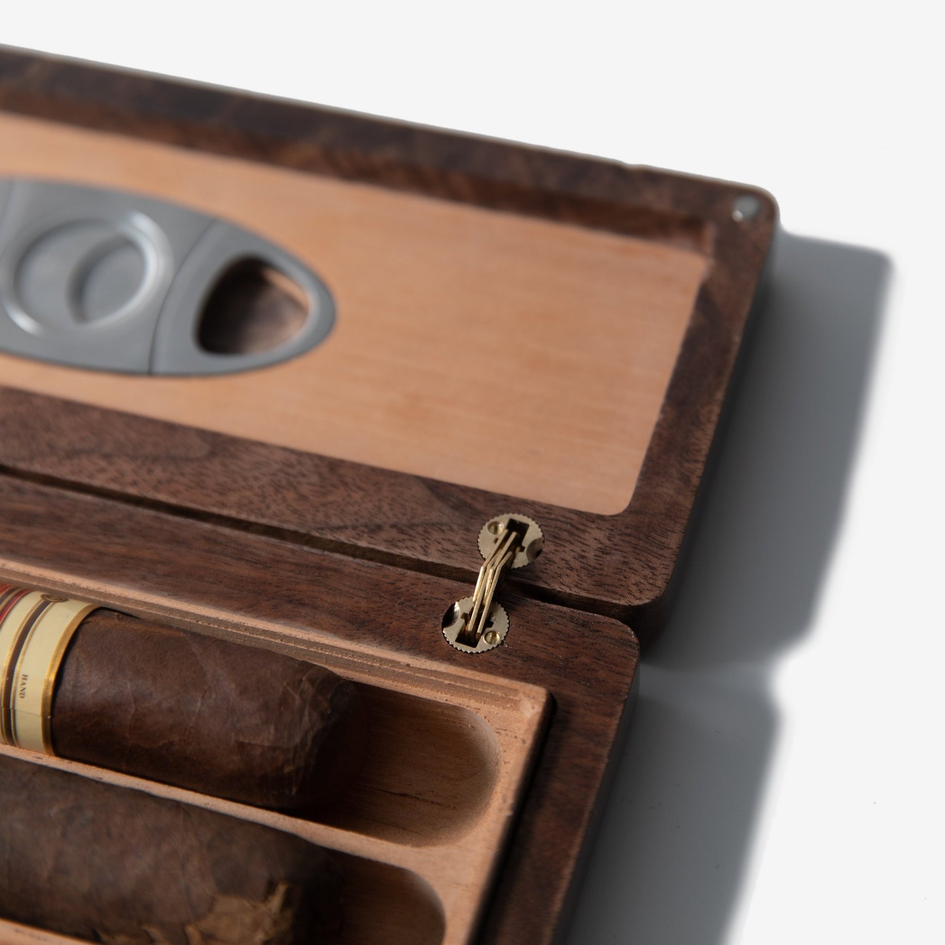 Cigar Travel Case - Redwood Burl Inlay - Personalized Brass Engraving - Spanish Cedar Lining - Hooyah Woodworks LLC