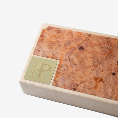 Cigar Travel Case - Redwood Burl Inlay - Personalized Brass Engraving - Spanish Cedar Lining - Hooyah Woodworks LLC