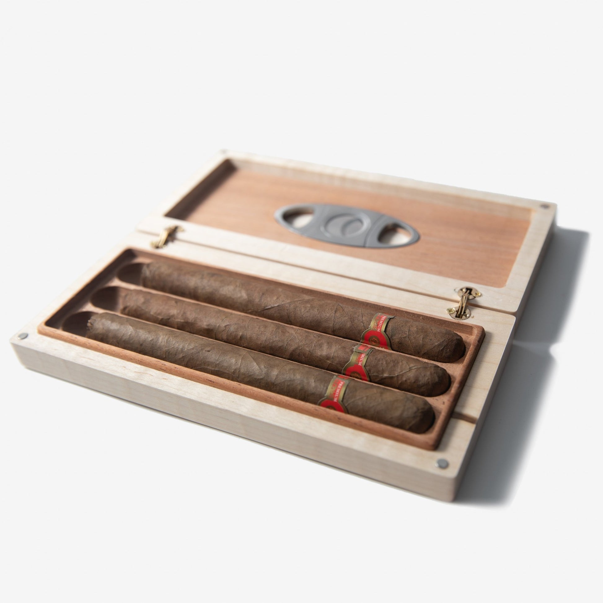 Cigar Travel Case - Redwood Burl Inlay - Personalized Brass Engraving - Spanish Cedar Lining - Hooyah Woodworks LLC