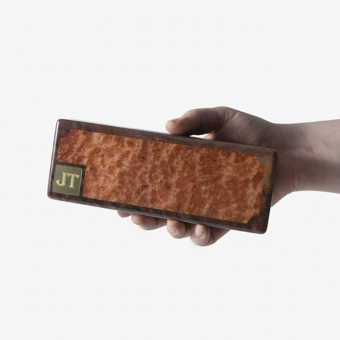 Cigar Travel Case - Redwood Burl Inlay - Personalized Brass Engraving - Spanish Cedar Lining - Hooyah Woodworks LLC