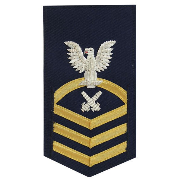Coast Guard E7 Male Rating Badge: Gunners Mate - blue - Hooyah Woodworks LLC