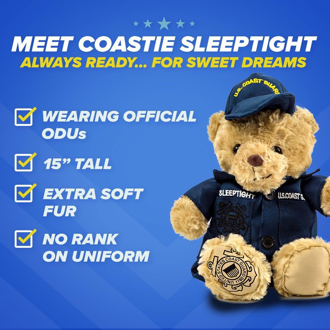 Coastie Sleeptight - Coast Guard Teddy Bear - Hooyah Woodworks LLC