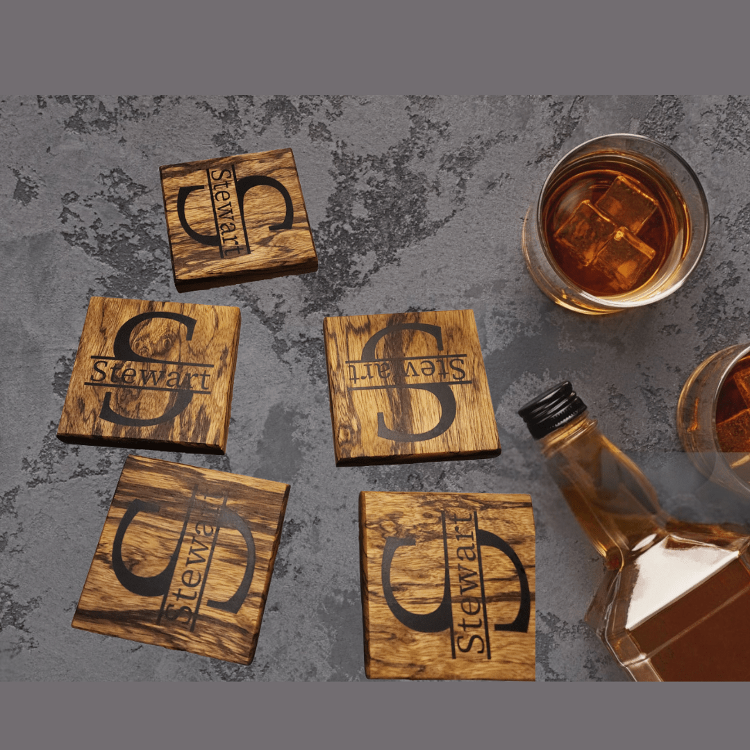 Customized coaster set. - Hooyah Woodworks LLC