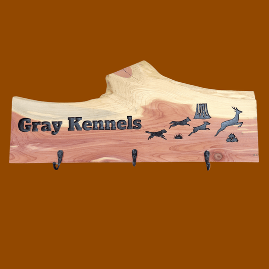 Dog collar station MINI (engraved) - Hooyah Woodworks LLC