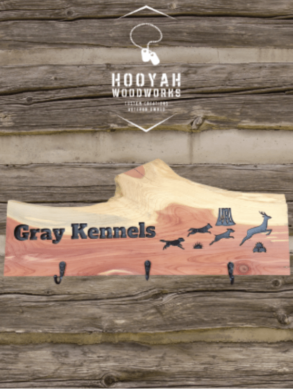 Dog collar station MINI (engraved) - Hooyah Woodworks LLC