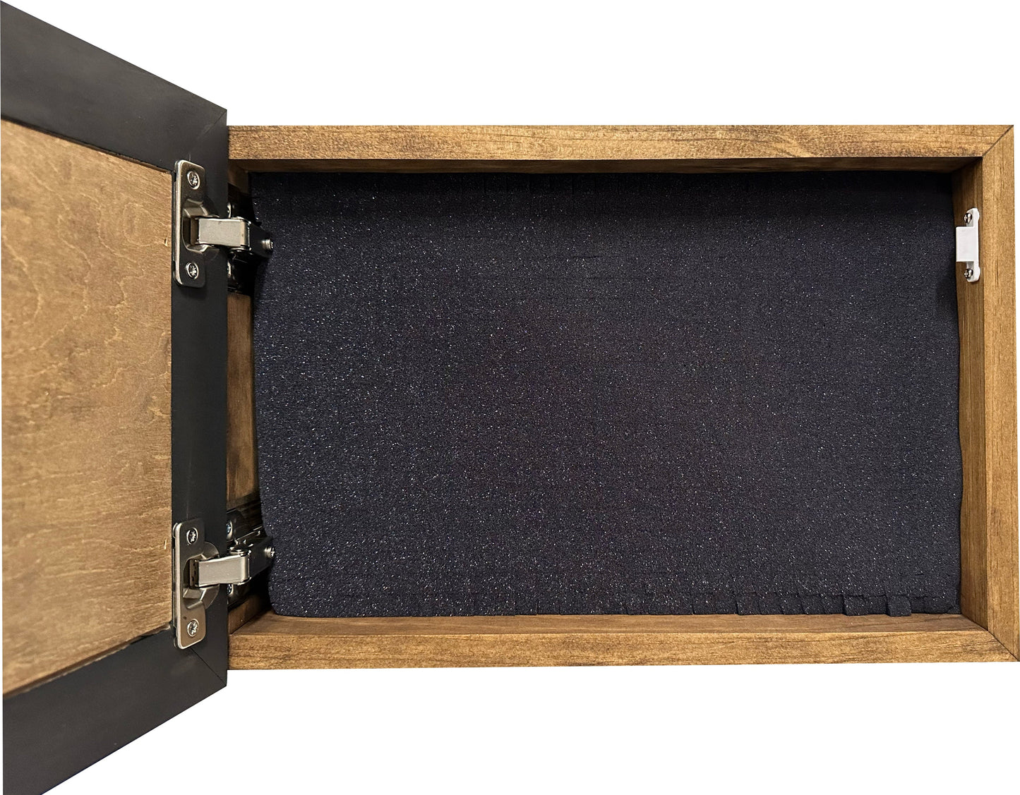 Wooden box with a black interior