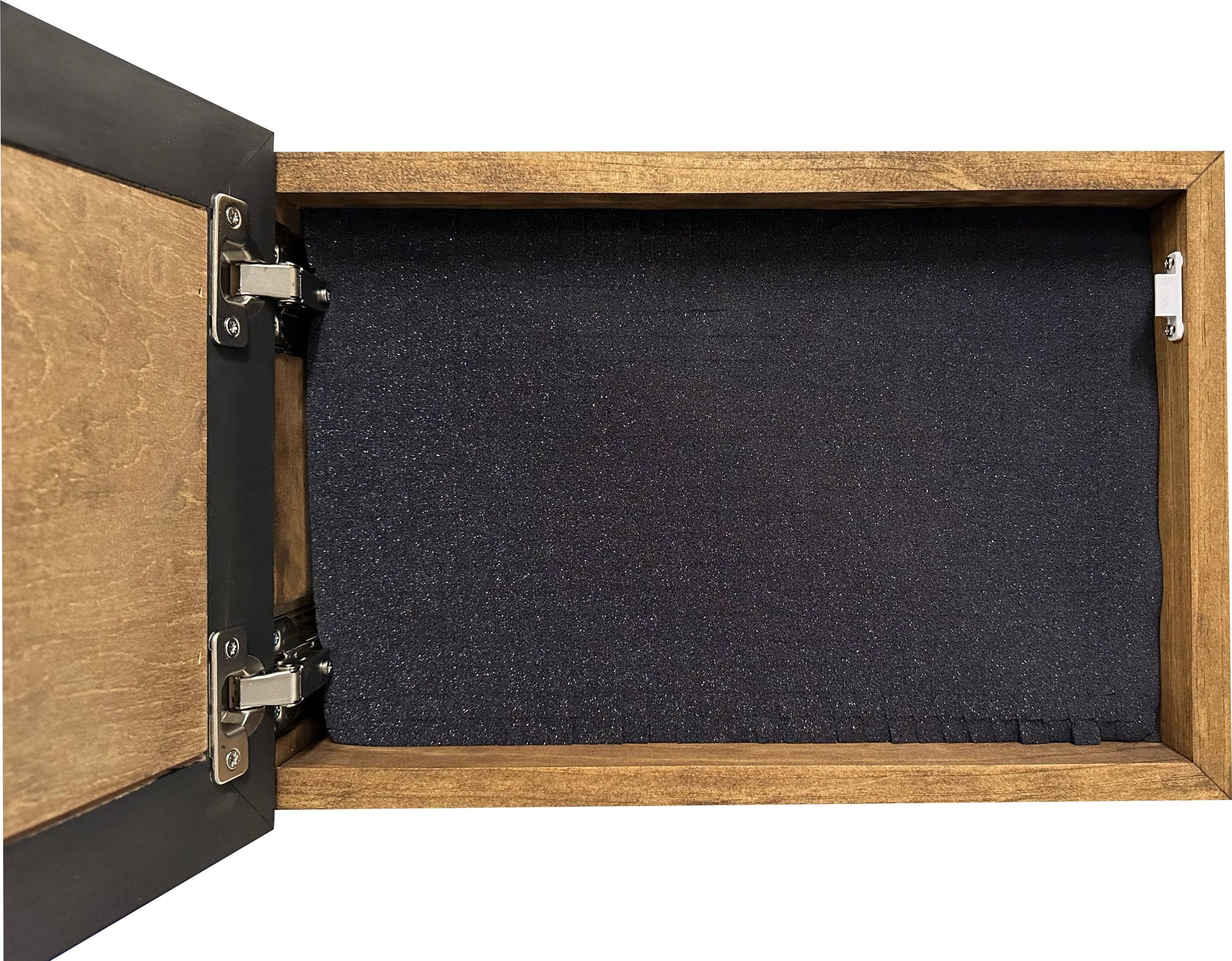 Wooden box with a black interior