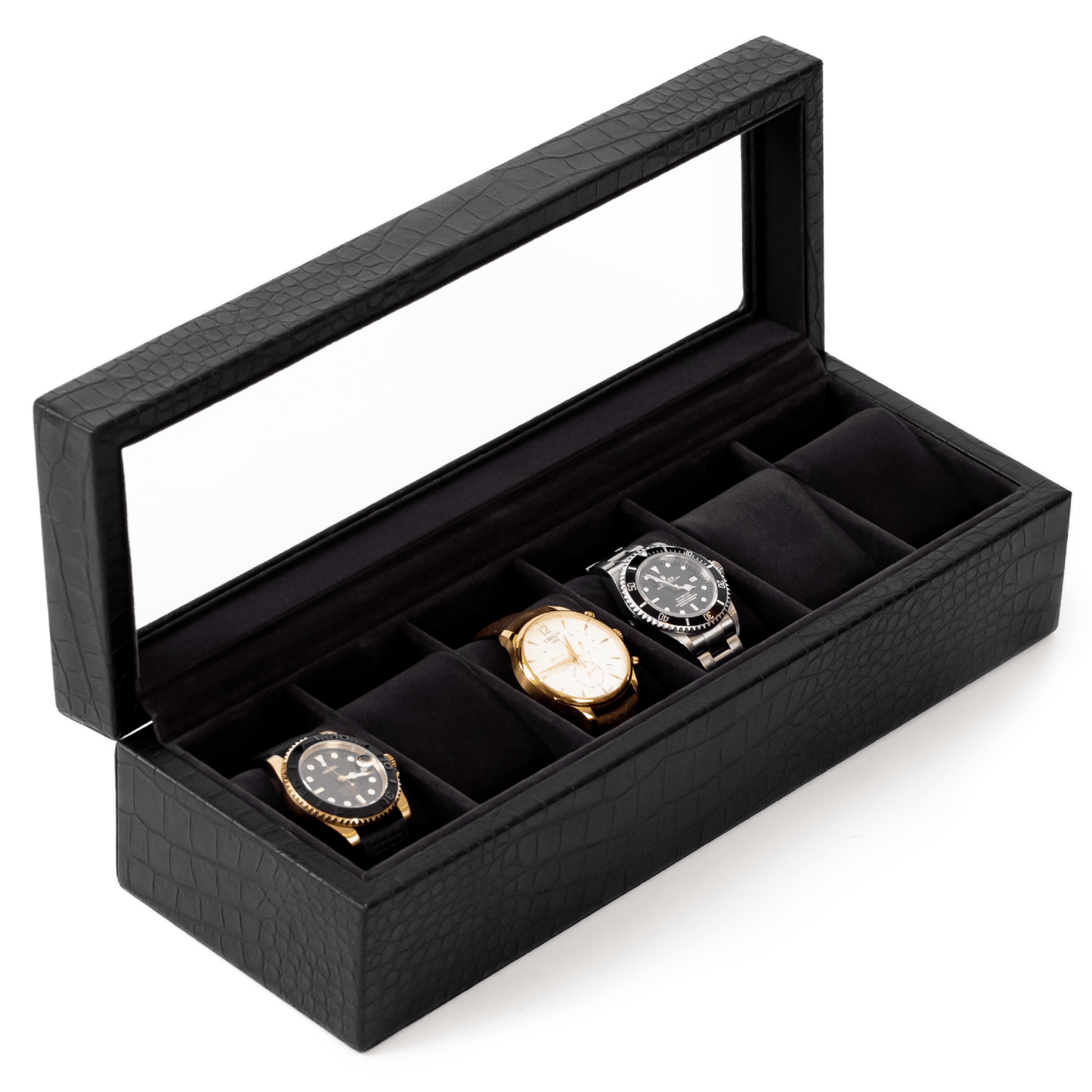 Faux Crocodile Watch Box - 6 Slot - Hooyah Woodworks LLC