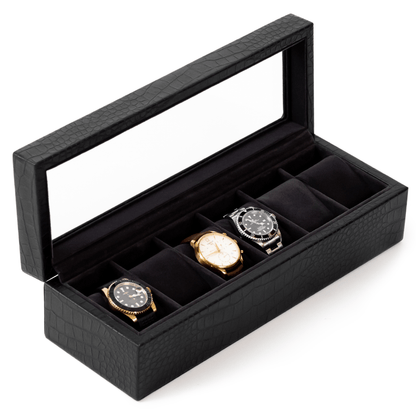 Faux Crocodile Watch Box - 6 Slot - Hooyah Woodworks LLC
