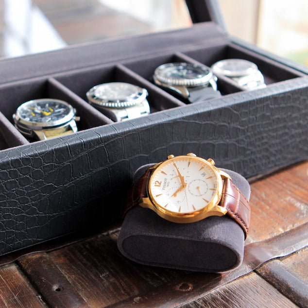 Faux Crocodile Watch Box - 6 Slot - Hooyah Woodworks LLC