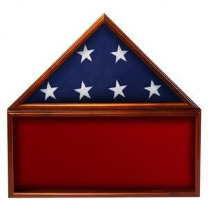 Flag Memorabilia Display Case with Red Background - Hooyah Woodworks LLC