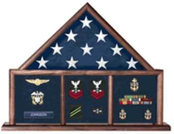 Flags Connections Flag and Memorabilia, Flag Shadow Box, Combination Flag Medal - Hooyah Woodworks LLC