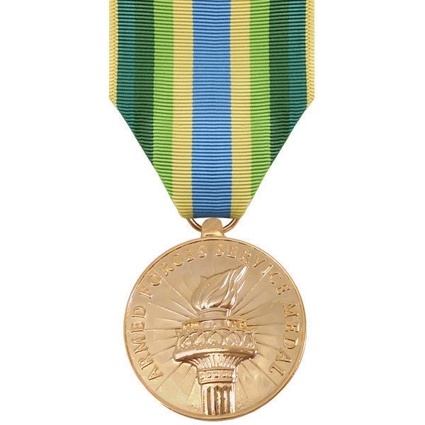 Full Size Medal: Armed Forces Service Medal - 24k Gold Plated - Hooyah Woodworks LLC