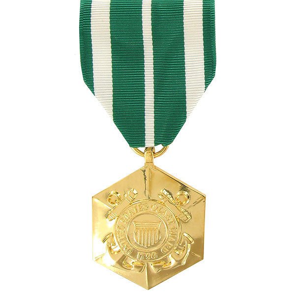 Full Size Medal: Coast Guard Commendation - 24k Gold Plated - Hooyah Woodworks LLC