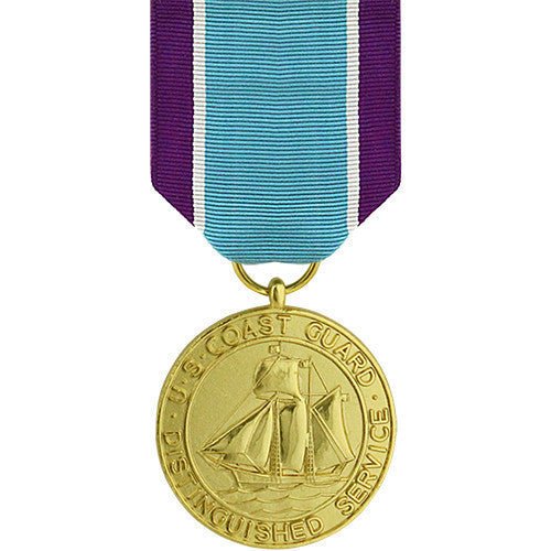 Full Size Medal: Coast Guard Distinguished Service - 24k Gold Plated - Hooyah Woodworks LLC