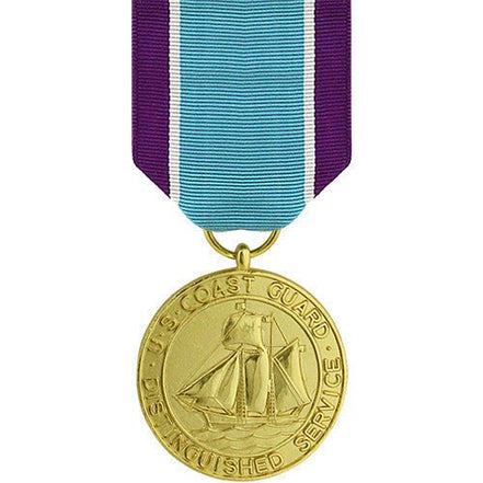 Full Size Medal: Coast Guard Distinguished Service - 24k Gold Plated - Hooyah Woodworks LLC