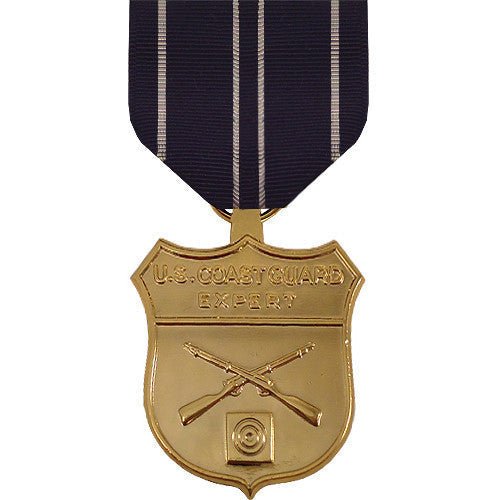 Full Size Medal: Coast Guard Expert Rifle - 24k Gold Plated - Hooyah Woodworks LLC