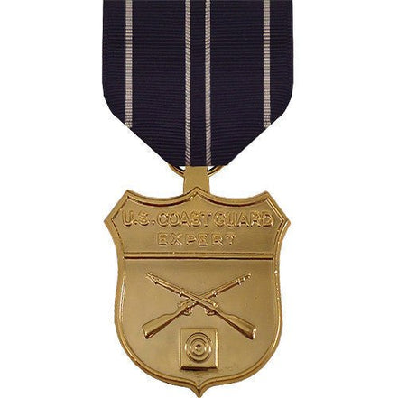Full Size Medal: Coast Guard Expert Rifle - 24k Gold Plated - Hooyah Woodworks LLC