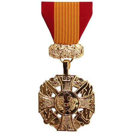 Full Size Medal: Gallantry Cross Armed Forces NO ATTACHMENT- 24k Gold Plated - Hooyah Woodworks LLC