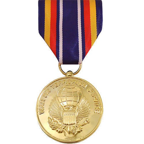 Full Size Medal: Global War on Terrorism Service - 24k Gold Plated - Hooyah Woodworks LLC