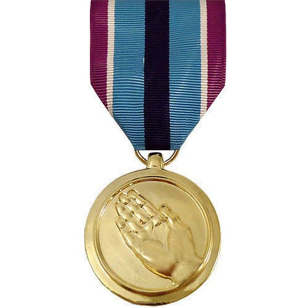 Full Size Medal: Humanitarian Service - 24k Gold Plated - Hooyah Woodworks LLC