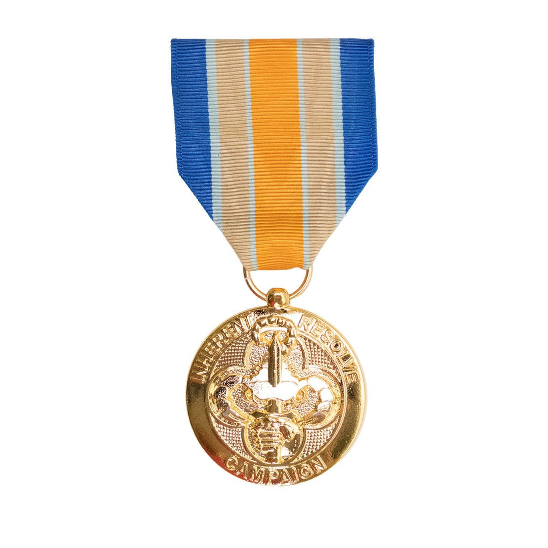 Full Size Medal: Inherent Resolve Campaign - 24k Gold Plated - Hooyah Woodworks LLC