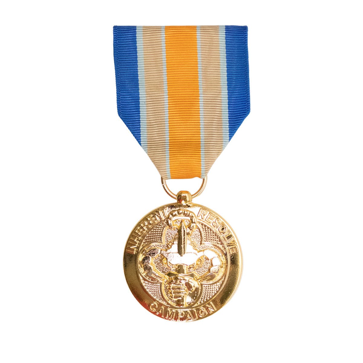 Full Size Medal: Inherent Resolve Campaign - 24k Gold Plated - Hooyah Woodworks LLC