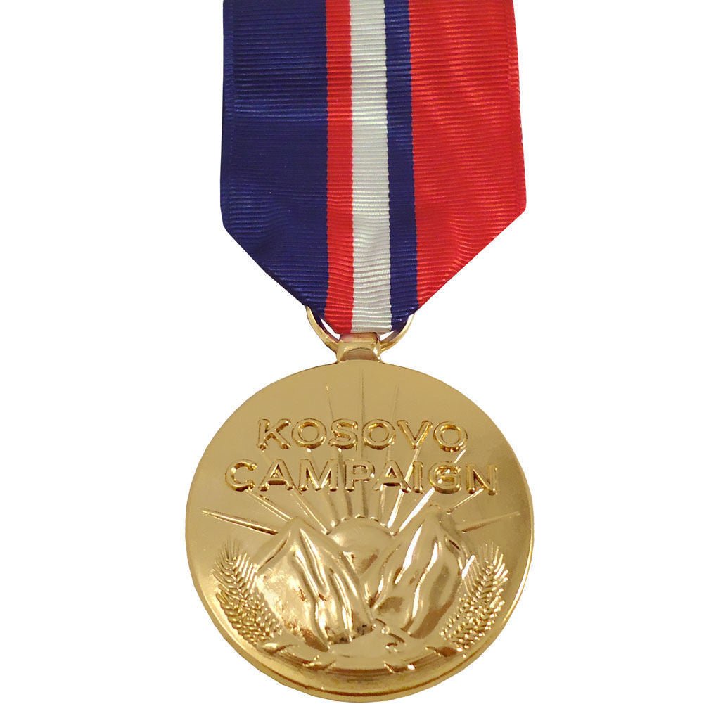 Full Size Medal: Kosovo Campaign Medal - 24k Gold Plated - Hooyah Woodworks LLC