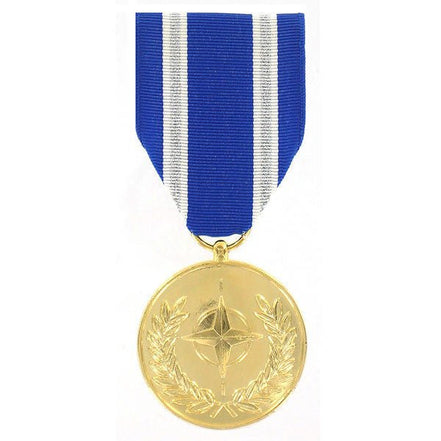 Full Size Medal: NATO Non-Article 5 Medal for Afghanistan - 24k Gold Plated - Hooyah Woodworks LLC