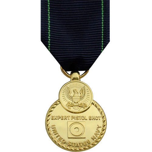 Full Size Medal: Navy Expert Pistol - 24k Gold Plated - Hooyah Woodworks LLC