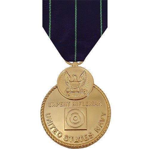 Full Size Medal: Navy Expert Rifle - 24k Gold Plated - Hooyah Woodworks LLC