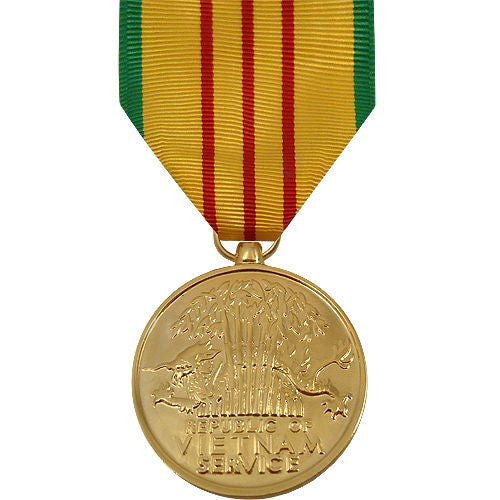 Full Size Medal: Vietnam Service - 24k Gold Plated - Hooyah Woodworks LLC