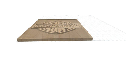 Harley Davidson wood sign made from Cherry wood and painted design above