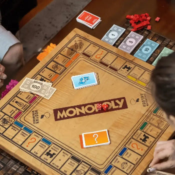 Custom 23-inch hardwood property board game, personalized — Hooyah Woodworks